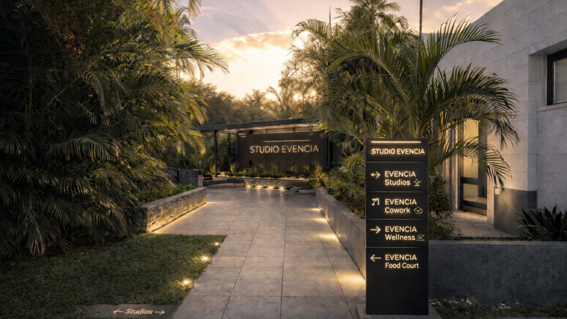 Vision architecturale — Entrée jardin tropical