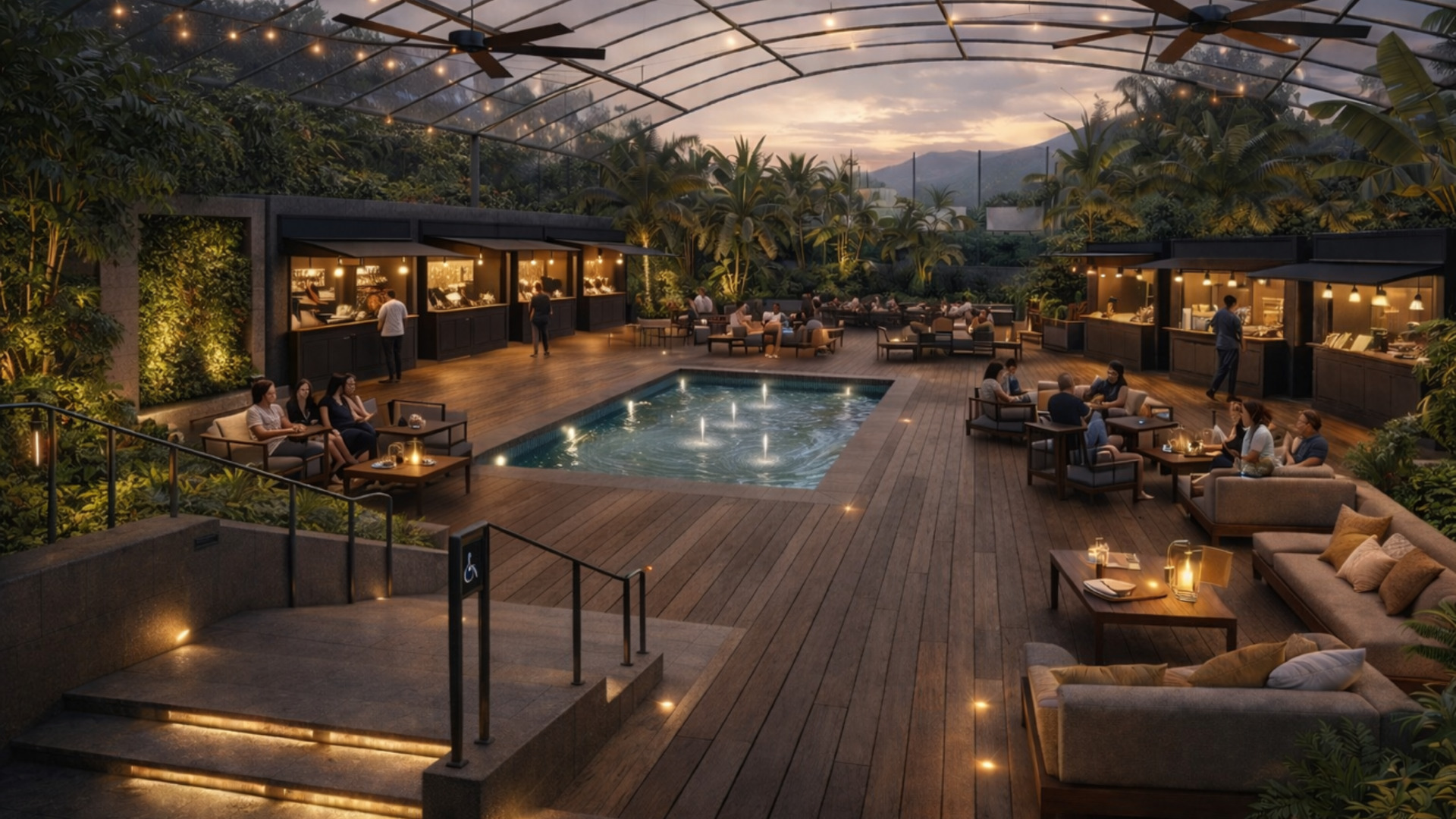 Vision architecturale — Food Court jardin d'hiver