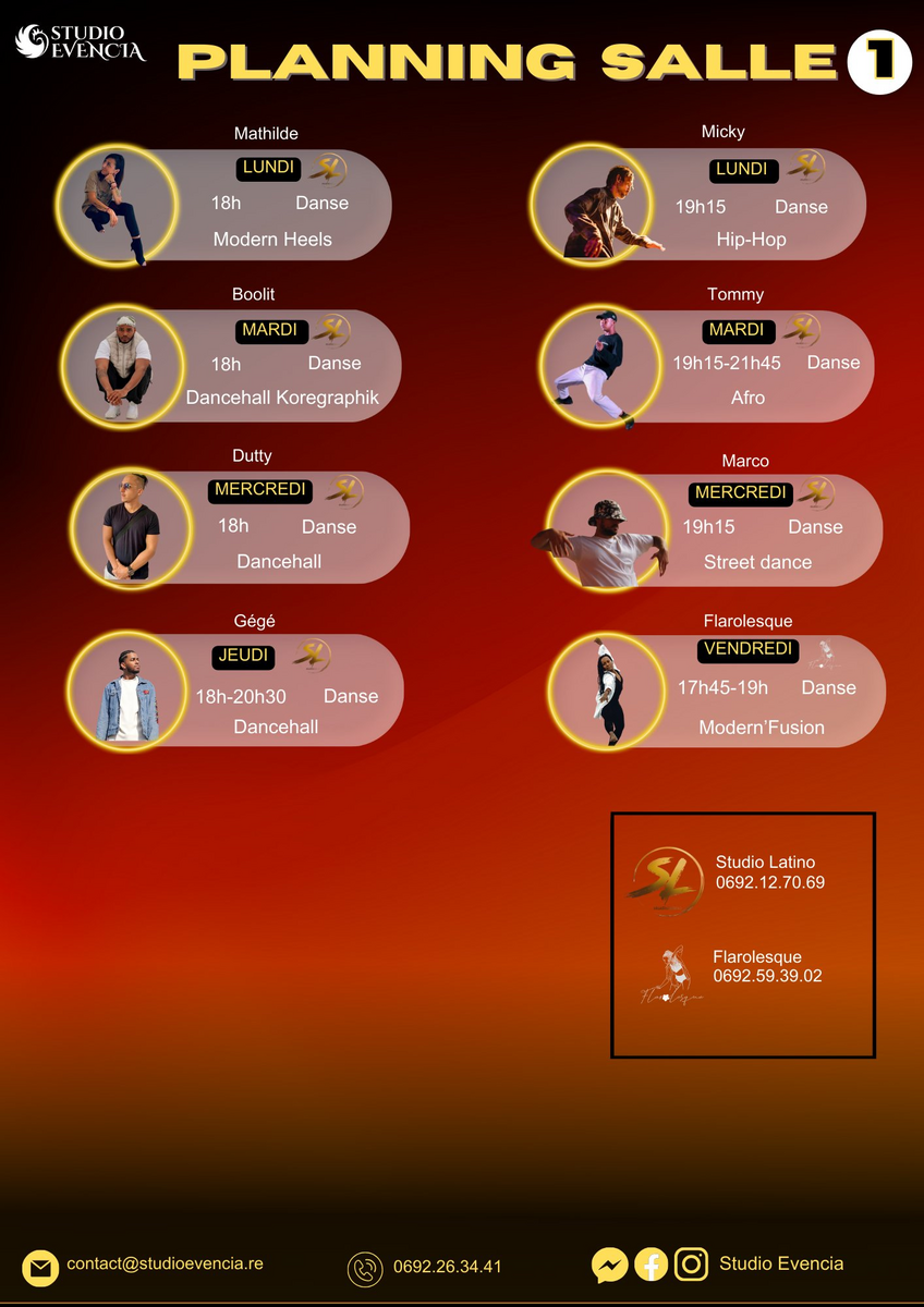 Planning Salle 1 — Danse Urbaine